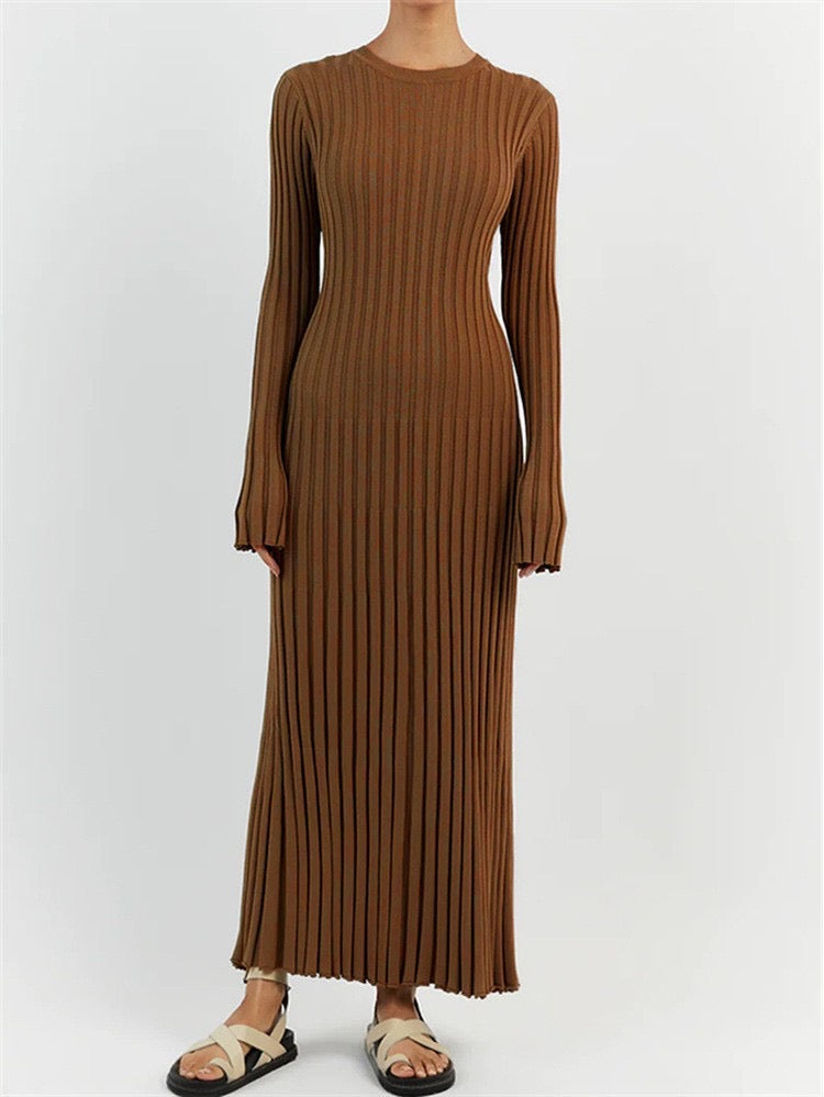 Elegant Long Sleeve Midi Dress